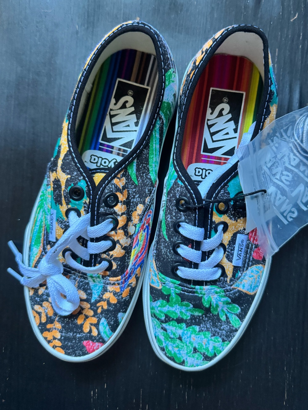 Vans Low-Top Floral Canvas Sneakers - Black, Green, Yellow, Blue